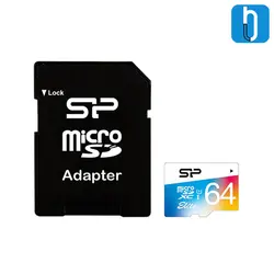 کارت حافظه microSDXC سیلیکون پاور مدل UHS-I کلاس 10 همراه با آداپتور SD ظرفیت 64 گیگابایت