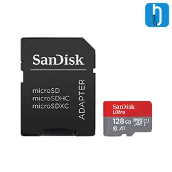 کارت حافظه microSDHC سن دیسک مدل Ultra A1 کلاس 10 سرعت 80MBps همراه با آداپتور SD ظرفیت 128 گیگابایت