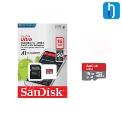 کارت حافظه microSDHC سن دیسک مدل Ultra A1 کلاس 10 سرعت 80MBps همراه با آداپتور SD ظرفیت 16 گیگابایت