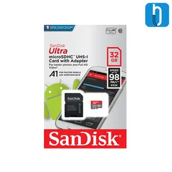 کارت حافظه microSDHC سن دیسک مدل Ultra A1 کلاس 10 سرعت 80MBps همراه با آداپتور SD ظرفیت 32 گیگابایت