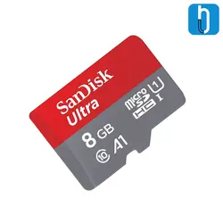 کارت حافظه microSDHC سن دیسک مدل Ultra A1 کلاس 10 سرعت 80MBps همراه با آداپتور SD ظرفیت 8 گیگابایت