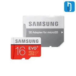 کارت حافظه microSDXC سامسونگ مدل Evo Plus کلاس 10 سرعت 100MBps همراه با آداپتور SD ظرفیت 16 گیگابایت