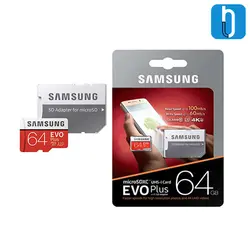 کارت حافظه microSDXC سامسونگ مدل Evo Plus کلاس 10 سرعت 100MBps همراه با آداپتور SD ظرفیت 64 گیگابایت