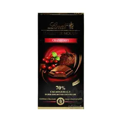 شکلات تلخ ۷۰ درصد با موس و مغز کرنبری ۱۵۰ گرم لینت - lindt