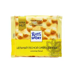 شکلات سفید با فندق کامل و کورن فلکس ۱۰۰ گرم ریتر اسپرت - ritter sport