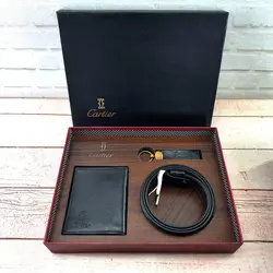 ست چرم مردانه مشکی کد C03