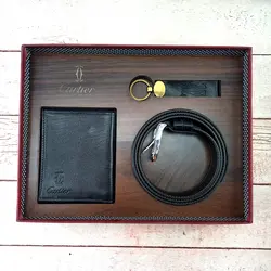 ست چرم مردانه مشکی کد C03