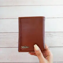 کیف پول جیبی مردانه چرم طبیعی کد M04 (عسلی)