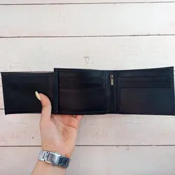کیف پول جیبی مردانه چرم طبیعی منت کد M06 (مشکی)