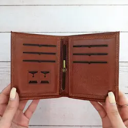 کیف پول جیبی مردانه چرم طبیعی میلانو کد M05 (عسلی)