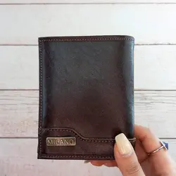 کیف پول جیبی مردانه چرم طبیعی میلانو کد M05 (قهوه ای)