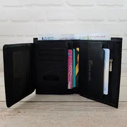 کیف پول جیبی مردانه چرم طبیعی Pierre Cardin کد p01 (مشکی)