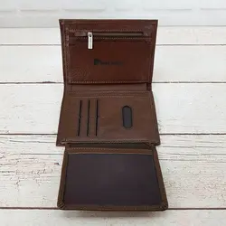 کیف پول جیبی مردانه چرم طبیعی Pierre Cardin کد p01 (قهوه ای)