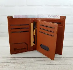 کیف پول جیبی مردانه چرم طبیعی Pierre Cardin کد p02 (عسلی)