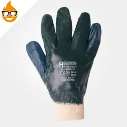 دستکش مواد نفتی HOUSHENG مچ کش بافت سرمه ای
