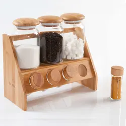 ست بانکه پاسماوری و ادویه چوب و شیشه آچین مدل N-120