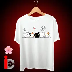 تیشرت سفید نخی طرح گربه