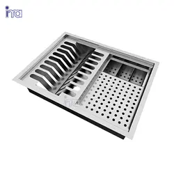 آبچکان توکار مربعی استیل کنار سینک