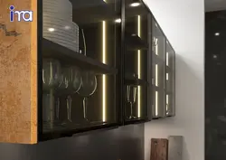 درب شیشه ای پروفیل آلمینیومی کابینت (شیشه دودی) آلبا