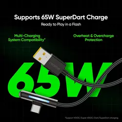 کابل گیمینگ ۶۷ وات ریلمی - realme 65W SuperDart USB Type C Gaming Cable