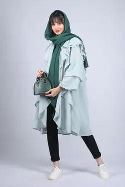 مانتو اسپرت آبی فیروزه ای روشن کد-6311