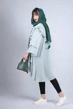 مانتو اسپرت آبی فیروزه ای روشن کد-6311