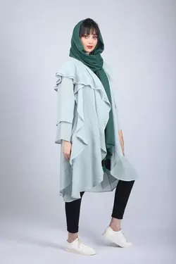 مانتو اسپرت آبی فیروزه ای روشن کد-6311