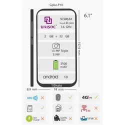 گوشی جی پلاس P10 ظرفیت 32GB و رم 2GB