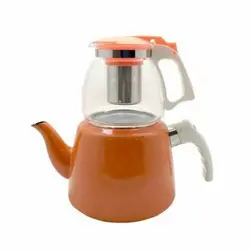 کتری و قوری لعابی نارنجی