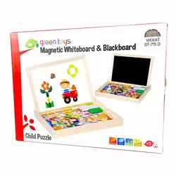 تخته سه کاره آهنربایی گرین تویز،وایت برد و تخته سیاه به همراه ماژیک و گچ رنگی(3 طرح)