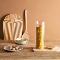 بانکه شیشه ای و جا حبوباتی درب بامبو سایز 5 کد 28 - فروشگاه خلاق شاپ