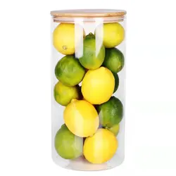 بانکه شیشه ای و جا حبوباتی درب بامبو سایز 4 کد 25 - فروشگاه خلاق شاپ