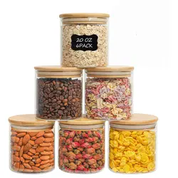 بانکه شیشه ای و جا حبوباتی درب بامبو سایز 1 کد 10 - فروشگاه خلاق شاپ