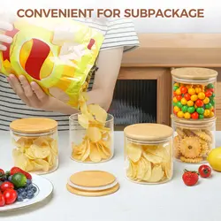 بانکه شیشه ای و جا حبوباتی درب بامبو سایز 1 کد 10 - فروشگاه خلاق شاپ