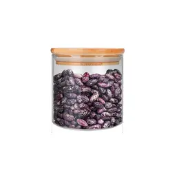 بانکه شیشه ای و جا حبوباتی درب بامبو سایز 1 کد 10 - فروشگاه خلاق شاپ