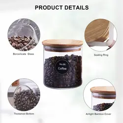 بانکه شیشه ای و جا حبوباتی درب بامبو سایز 1 کد 10 - فروشگاه خلاق شاپ