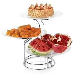 شیرینی خوری 3 طبقه نقره ای سالوت کد M74 - فروشگاه خلاق شاپ