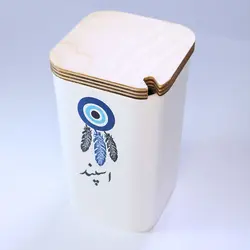 جا اسپندی سرامیکی درب بامبو 15CM - فروشگاه خلاق شاپ