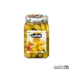 زیتون سبز شیشه ای مدل روغنی 900 گرمی LORAS - لیبرا مارکت
