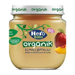 پوره میوه ارگانیک سیب و هلو هرو بیبی Hero baby