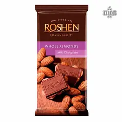 تابلت روشن شکلات تلخ با مغز بادام 90 گرمی