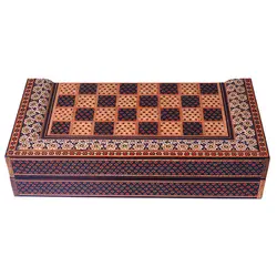 تخته نرد تمام خاتم تخمه دار مدل ستونی سایز30