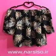 شومیز یقه قایقی زنانه طرح برگ