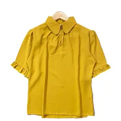 شومیز زنانه کرپ مجلسی رنگ خردلی