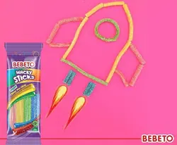 پاستیل شکری لوله ای رنگین کمان ترش ببتو Bebeto Mix Fruit