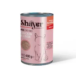 خرید آنلاین کنسرو غذای گربه شایر طعم مرغ و جگر وزن 400 گرم با قیمت مناسب