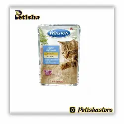 پوچ گربه وینستون Winston مدل مرغ در سس تخم مرغ بسته 100 گرمی