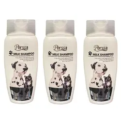 شامپو حیوانات پرسا مدل شیر حجم 250 میلی لیتر پک سه عددی