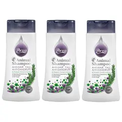 شامپو ضد شوره و ریزش مو سگ و گربه پرسا 250 میلی لیتر پک سه عددی