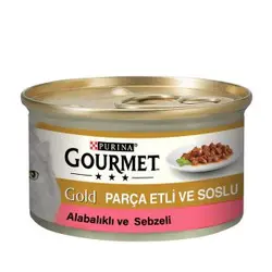 کنسرو گربه گورمت Gourmet گلد با طعم قزل آلا و سبزیجات وزن 85 گرم